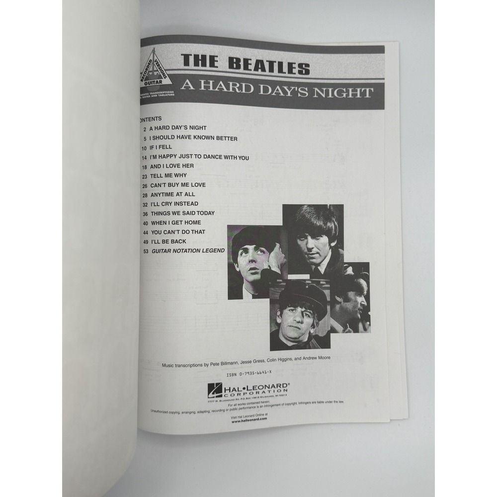 The Beatles - A Hard Day's Night - Guitar Tab / Tablature Song Book Hal Leonard - Picture 2 of 8